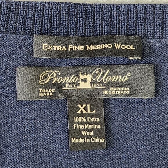 Pronto Uomo Sweater‎ Vest Mens XL Knitted Extra Fine Merino Wool Career Preppy - Picture 3 of 5